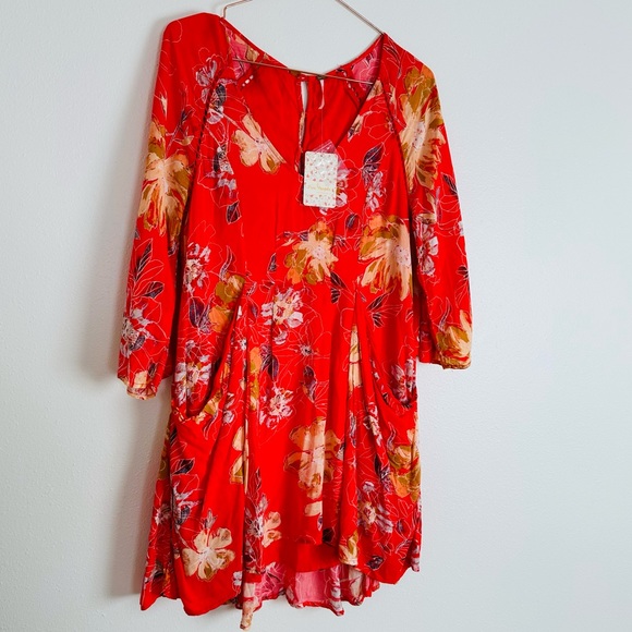 New Free People Eyes On You Floral Print Mini Dress Lined Pockets - Picture 9 of 9